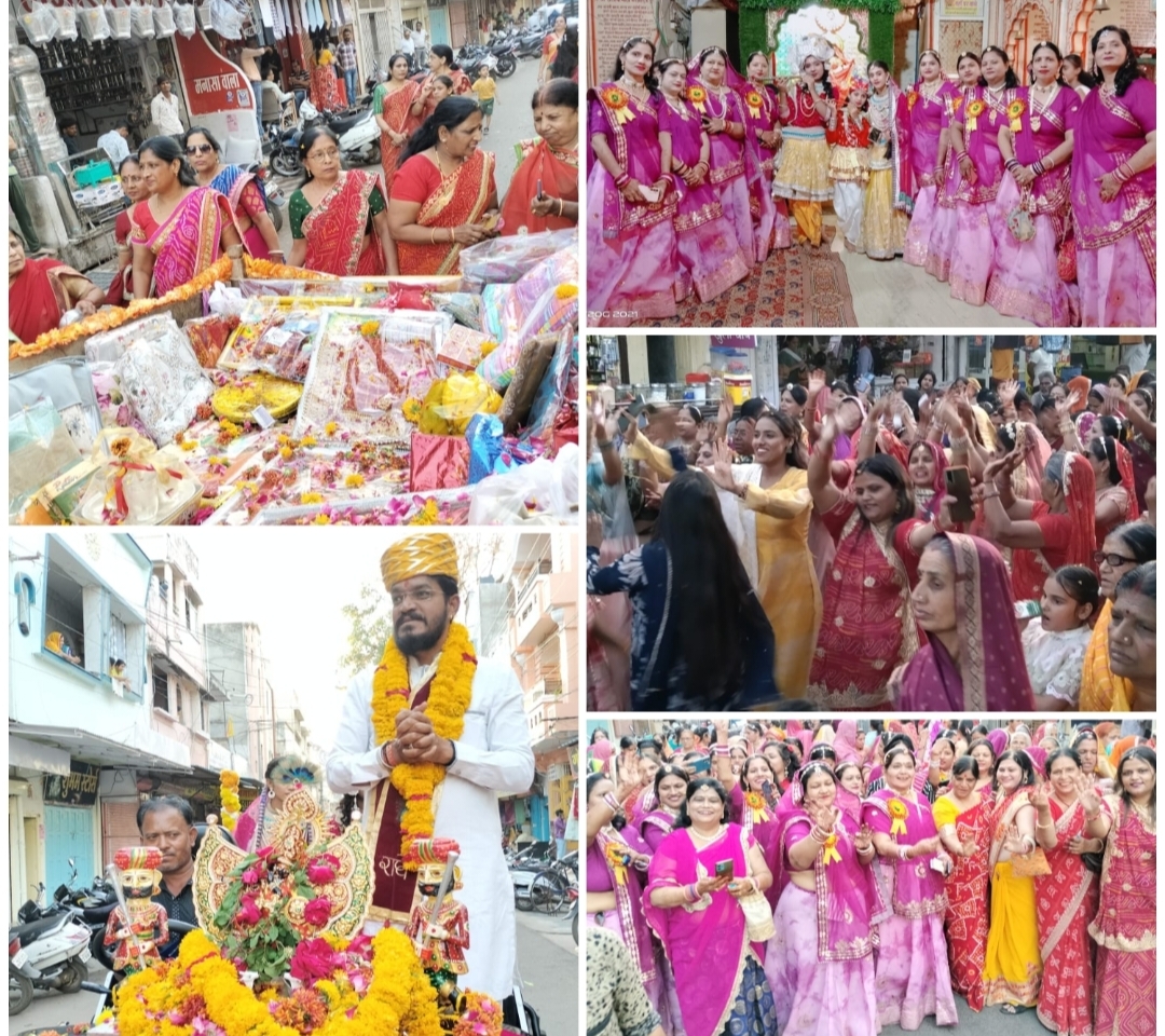 खुली जीप में सवार हुए सांवरिया सेठ, बेलगाड़ी में मायरा लेकर पहुंचे महाराणा बंगला, बैंड–बाजे और ढ़ोल–ढमाके के साथ नगर में निकला भव्य जुलुस